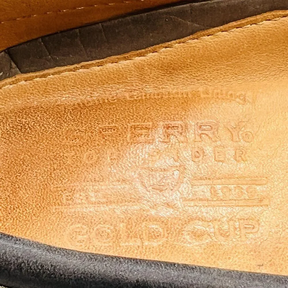 Sperry Shoes Men 7 Blue Leather Top Sider Gold Cup 2 Eye Boat Deck Flats Slip On